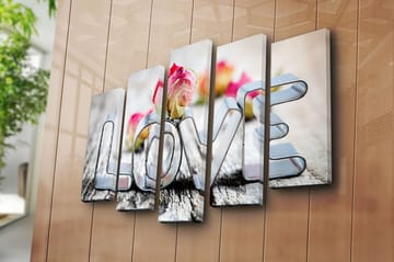 Canvasbilde 5-pk flerfarget - 11x96 cm - Interiør - Maleri & posters - Lerretsbilder