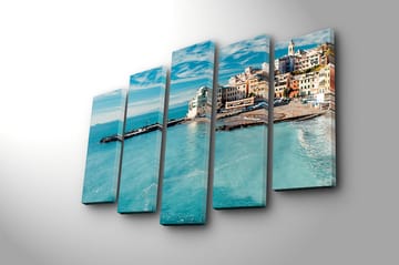 Canvasbilde 5-pk flerfarget - 11x96 cm - Interiør - Maleri & posters - Lerretsbilder