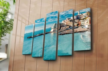 Canvasbilde 5-pk flerfarget - 11x96 cm - Interiør - Maleri & posters - Lerretsbilder