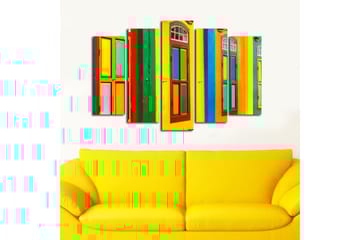 Canvasbilde 5-pk flerfarget - 11x96 cm - Interiør - Maleri & posters - Lerretsbilder