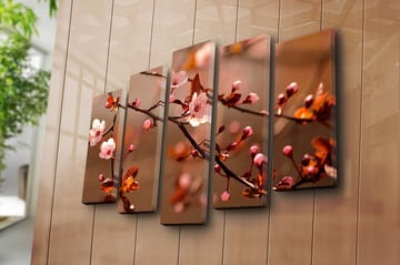 Canvasbilde 5-pk flerfarget - 11x96 cm - Interiør - Maleri & posters - Lerretsbilder