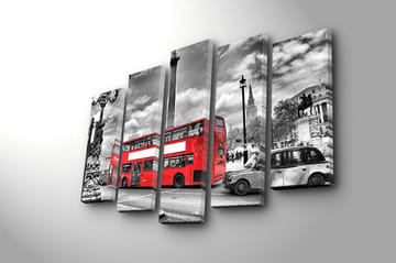 Canvasbilde 5-pk flerfarget - 11x96 cm - Interiør - Maleri & posters - Lerretsbilder