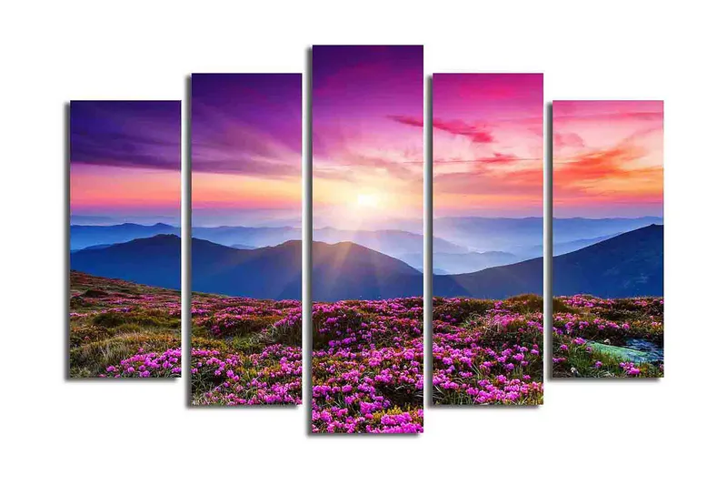 Canvasbilde 5-pk flerfarget, 11x96 cm