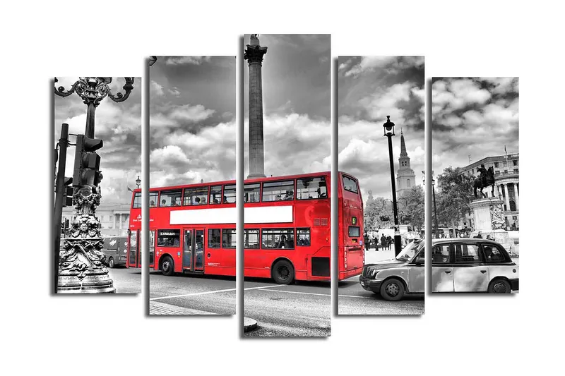 Canvasbilde 5-pk flerfarget, 11x96 cm