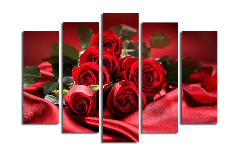 Canvasbilde 5-pk flerfarget, 11x96 cm