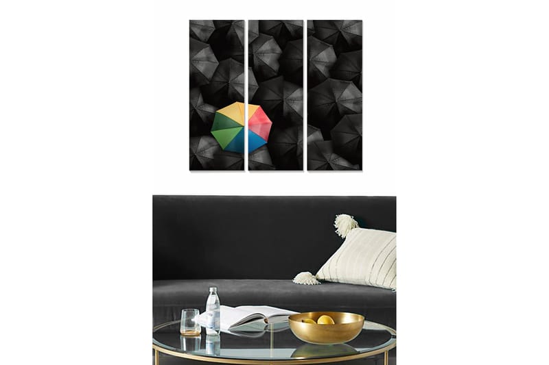 Canvasbilde Abstract 3-pk Flerfarget - 22x05 cm - Interiør - Maleri & posters - Lerretsbilder