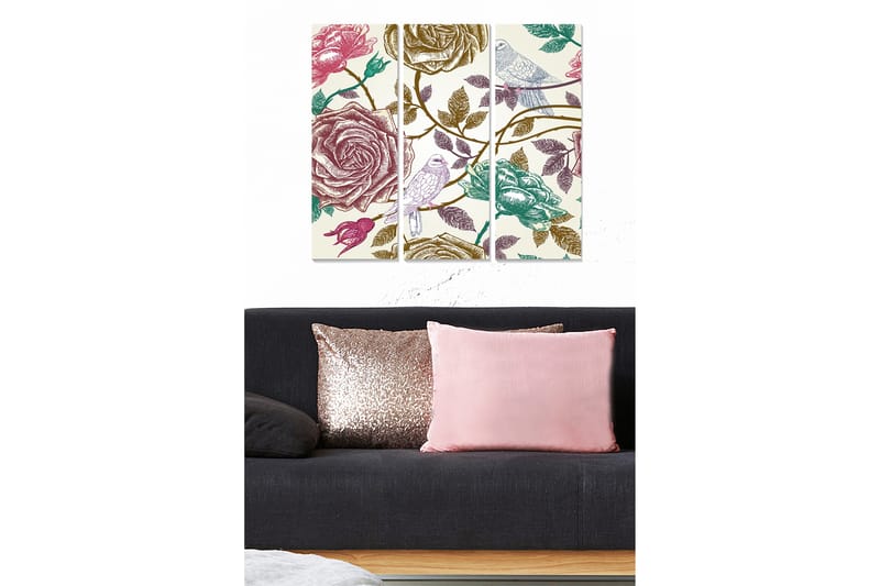 Canvasbilde Abstract 3-pk Flerfarget - 22x05 cm - Interiør - Maleri & posters - Lerretsbilder