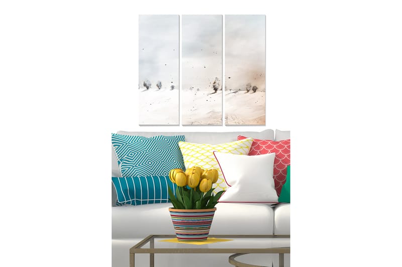 Canvasbilde Abstract 3-pk Flerfarget - 22x05 cm - Interiør - Maleri & posters - Lerretsbilder