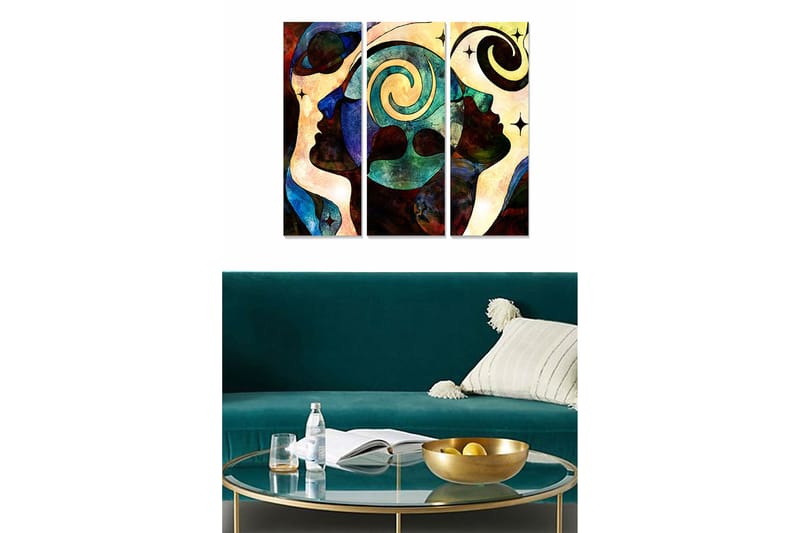 Canvasbilde Abstract 3-pk Flerfarget - 22x05 cm - Interiør - Maleri & posters - Lerretsbilder