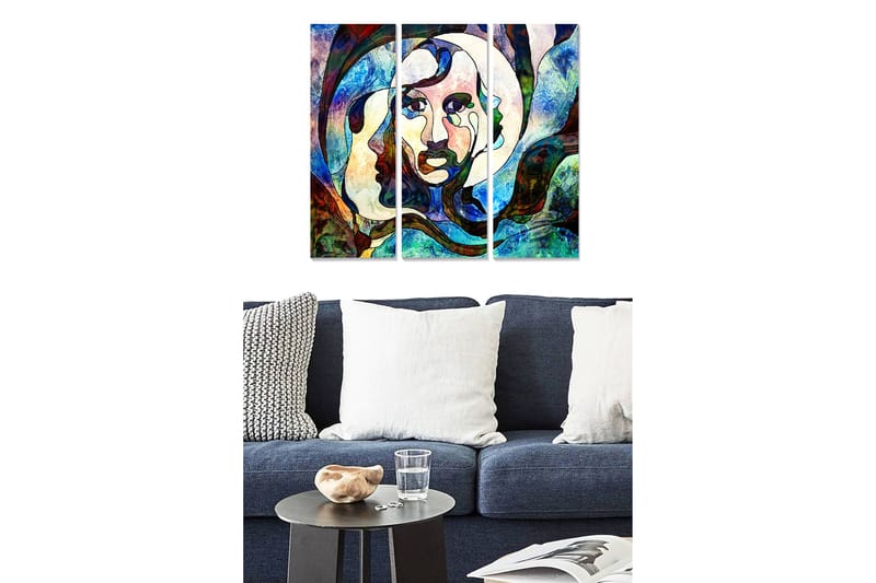 Canvasbilde Abstract 3-pk Flerfarget - 22x05 cm - Interiør - Maleri & posters - Lerretsbilder