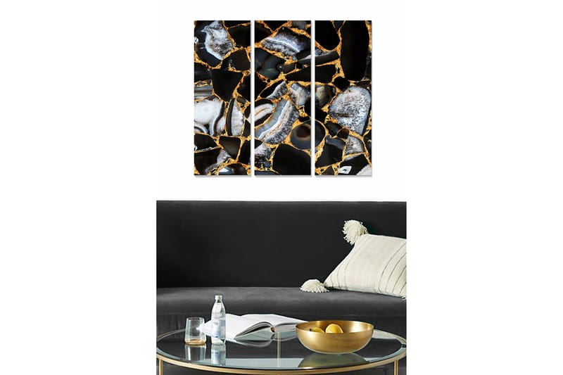 Canvasbilde Abstract 3-pk Flerfarget - 22x05 cm - Interiør - Maleri & posters - Lerretsbilder