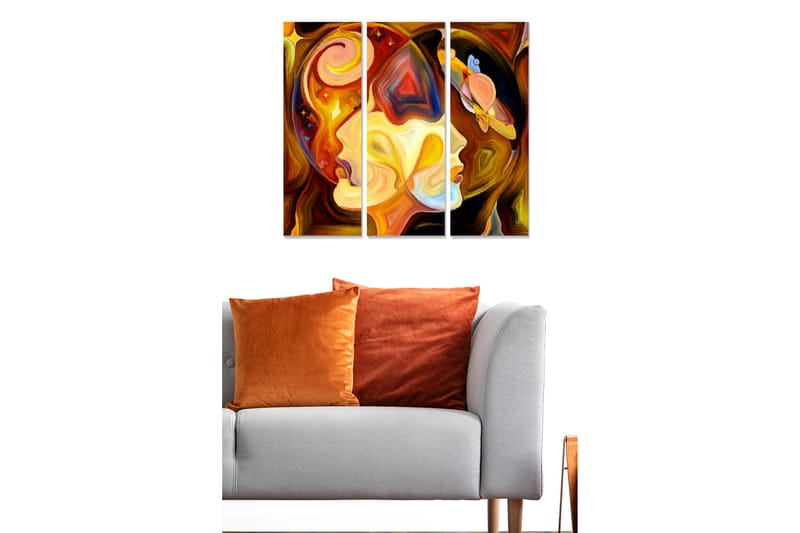 Canvasbilde Abstract 3-pk Flerfarget - 22x05 cm - Interiør - Maleri & posters - Lerretsbilder