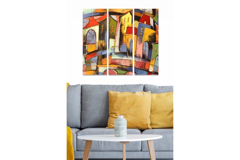 Canvasbilde Abstract 3-pk Flerfarget - 22x05 cm - Interiør - Maleri & posters - Lerretsbilder
