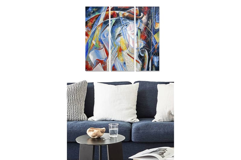 Canvasbilde Abstract 3-pk Flerfarget - 22x05 cm - Interiør - Maleri & posters - Lerretsbilder