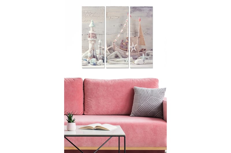 Canvasbilde Abstract 3-pk Flerfarget - 22x05 cm - Interiør - Maleri & posters - Lerretsbilder
