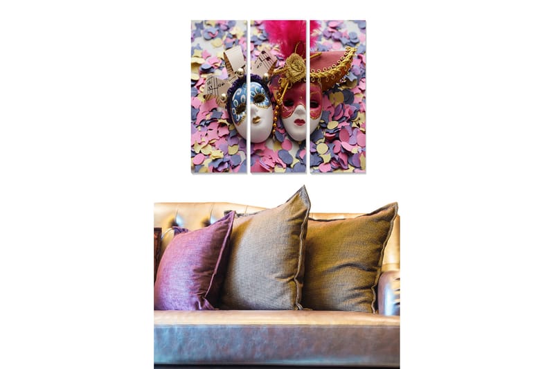Canvasbilde Abstract 3-pk Flerfarget - 22x05 cm - Interiør - Maleri & posters - Lerretsbilder
