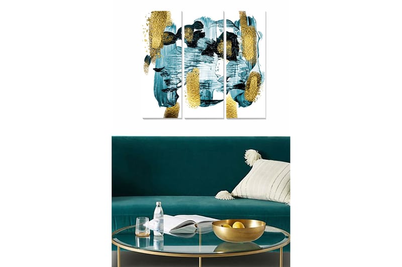 Canvasbilde Abstract 3-pk Flerfarget - 22x05 cm - Interiør - Maleri & posters - Lerretsbilder
