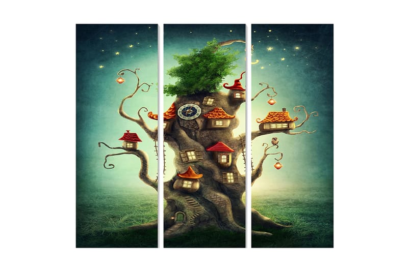 Canvasbilde Abstract 3-pk Flerfarget - 22x05 cm - Interiør - Maleri & posters - Lerretsbilder