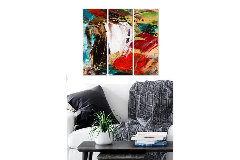 Canvasbilde Abstract 3-pk Flerfarget - 22x05 cm - Lerretsbilder