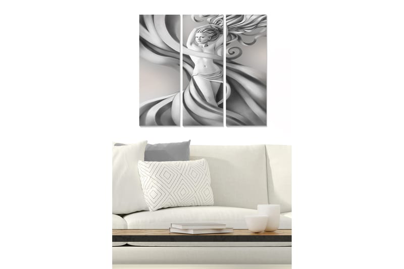 Canvasbilde Abstract 3-pk Flerfarget - 22x05 cm - Interiør - Maleri & posters - Lerretsbilder