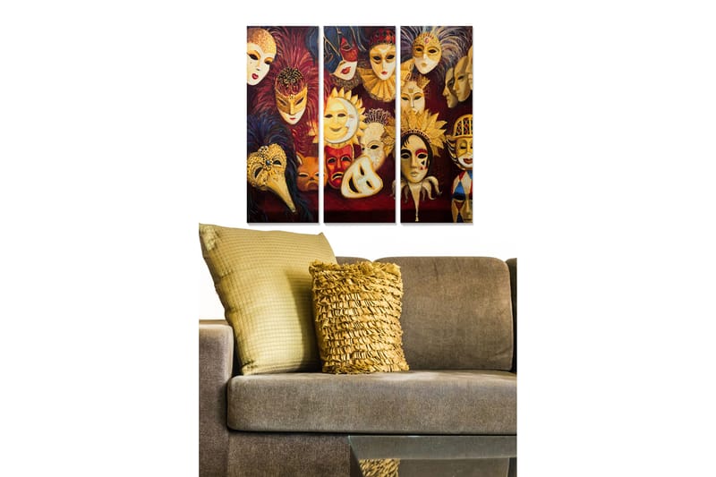 Canvasbilde Abstract 3-pk Flerfarget - 22x05 cm - Interiør - Maleri & posters - Lerretsbilder