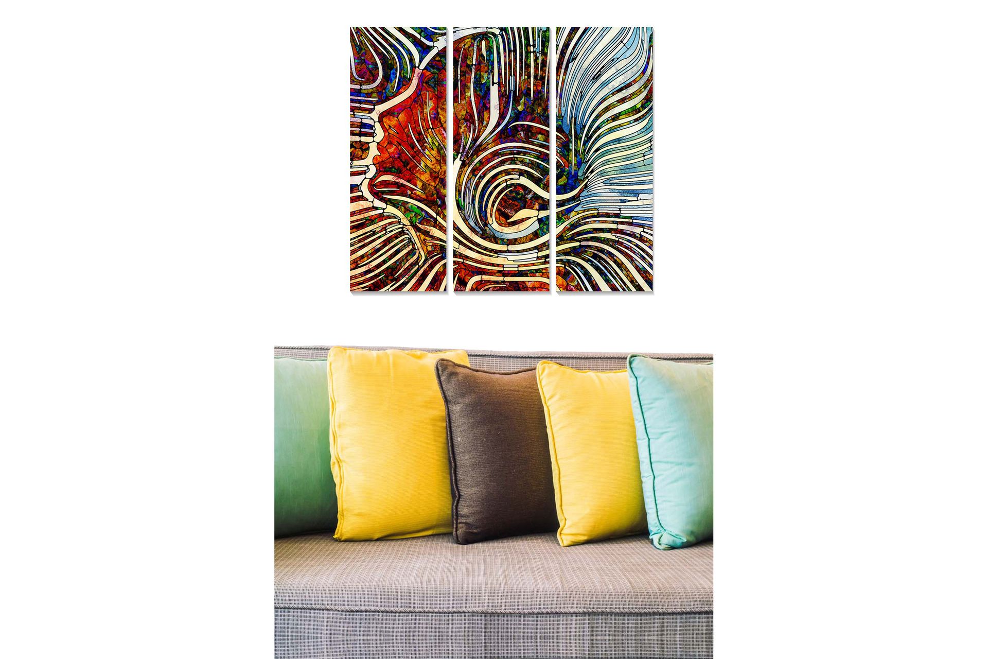 Canvasbilde Abstract 3-pk Flerfarget - 22x05 cm - Interiør - Maleri & posters - Lerretsbilder