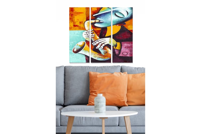 Canvasbilde Abstract 3-pk Flerfarget - 22x05 cm - Interiør - Maleri & posters - Lerretsbilder