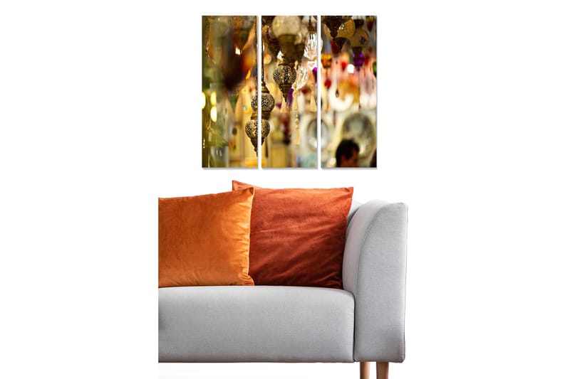 Canvasbilde Abstract 3-pk Flerfarget - 22x05 cm - Interiør - Maleri & posters - Lerretsbilder