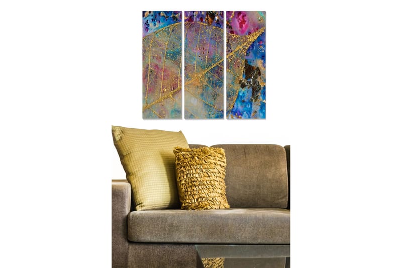 Canvasbilde Abstract 3-pk Flerfarget - 22x05 cm - Interiør - Maleri & posters - Lerretsbilder