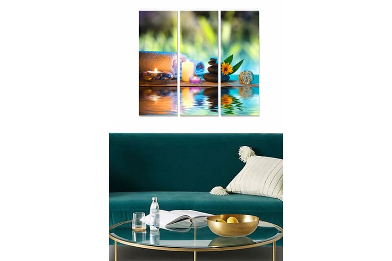 Canvasbilde Abstract 3-pk Flerfarget - 22x05 cm - Interiør - Maleri & posters - Lerretsbilder