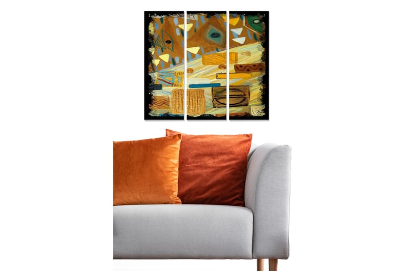 Canvasbilde Abstract 3-pk Flerfarget, 22x05 cm
