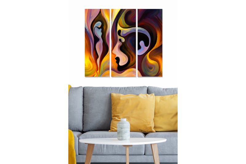 Canvasbilde Abstract 3-pk Flerfarget - 22x05 cm - Interiør - Maleri & posters - Lerretsbilder