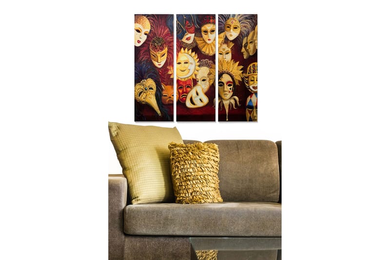 Canvasbilde Abstract 3-pk Flerfarget, 22x05 cm