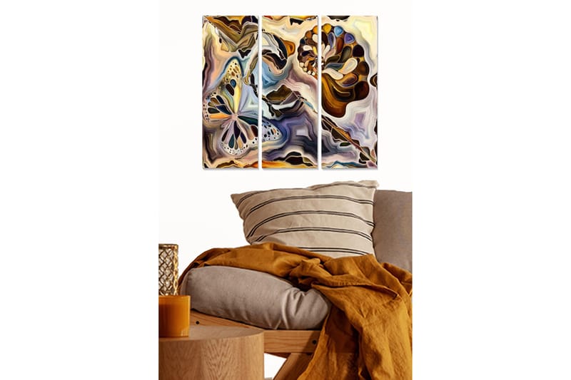 Canvasbilde Abstract 3-pk Flerfarget, 22x05 cm