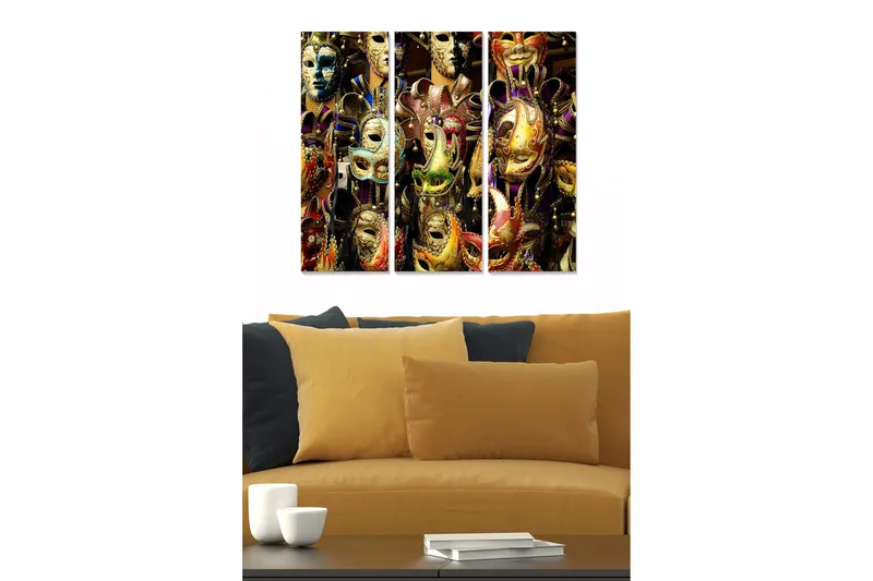 Canvasbilde Abstract 3-pk Flerfarget, 22x05 cm