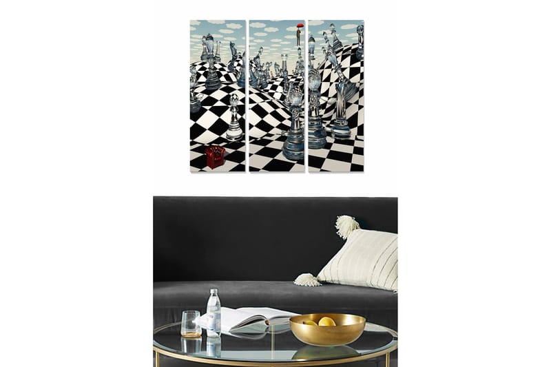 Canvasbilde Abstract 3-pk Flerfarget, 22x05 cm