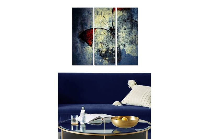 Canvasbilde Abstract 3-pk Flerfarget, 22x05 cm