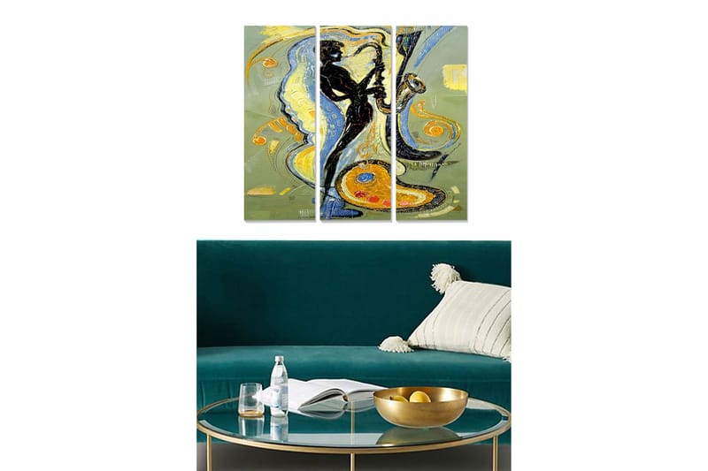 Canvasbilde Abstract 3-pk Flerfarget, 22x05 cm