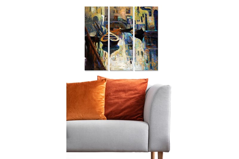 Canvasbilde Abstract 3-pk Flerfarget, 22x05 cm