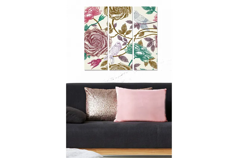 Canvasbilde Abstract 3-pk Flerfarget, 22x05 cm