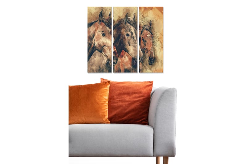 Canvasbilde Abstract 3-pk Flerfarget, 22x05 cm