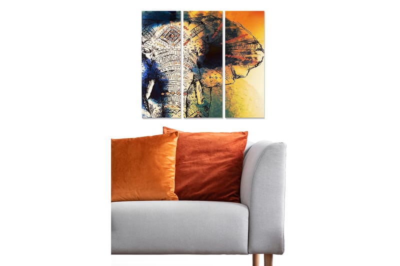 Canvasbilde Animal 3-pk flerfarget, 22x05 cm