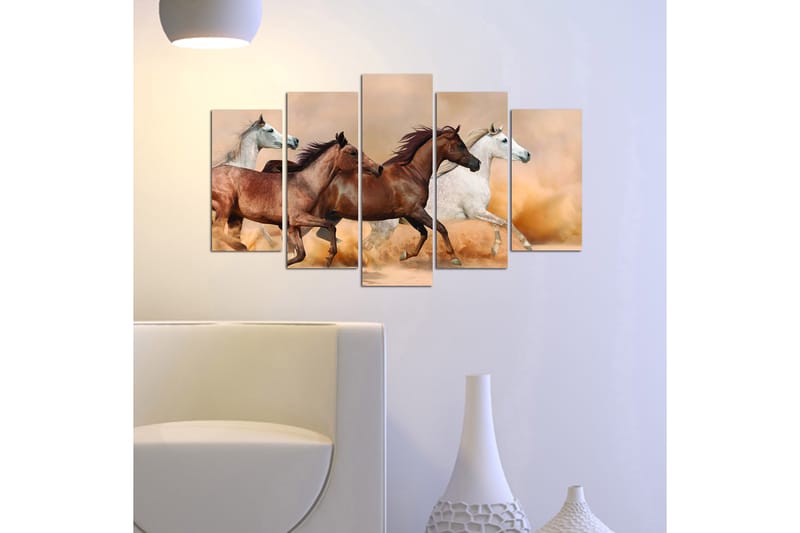 Canvasbilde Animals 5-pk Flerfarget - 22x06 cm - Lerretsbilder