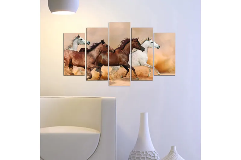 Canvasbilde Animals 5-pk Flerfarget - 22x06 cm - Interiør - Maleri & posters - Lerretsbilder