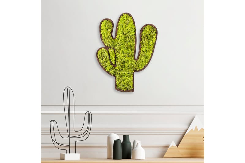 Canvasbilde Cactus - Grønn/Hvit - Interiør - Maleri & posters - Lerretsbilder