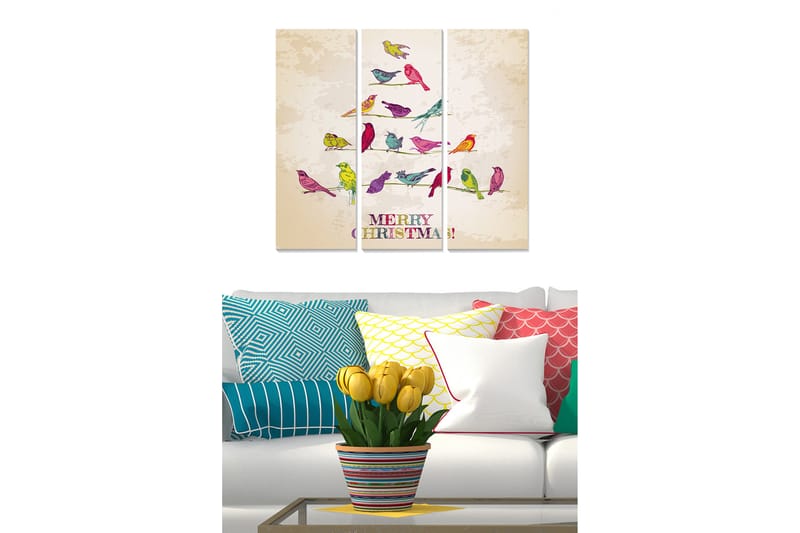 Canvasbilde Christmas 3-pk Flerfarget - 22x05 cm - Lerretsbilder