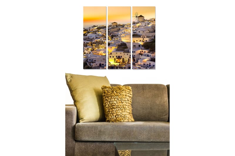 Canvasbilde City 3-pk flerfarget - 22x05 cm - Lerretsbilder