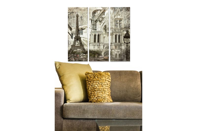 Canvasbilde City 3-pk flerfarget - 22x05 cm - Interiør - Maleri & posters - Lerretsbilder
