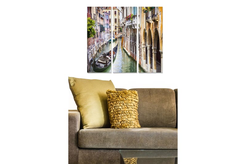 Canvasbilde City 3-pk flerfarget - 22x05 cm - Interiør - Maleri & posters - Lerretsbilder