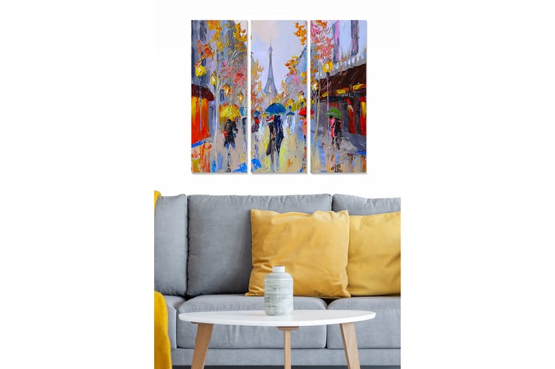 Canvasbilde City 3-pk flerfarget - 22x05 cm - Interiør - Maleri & posters - Lerretsbilder